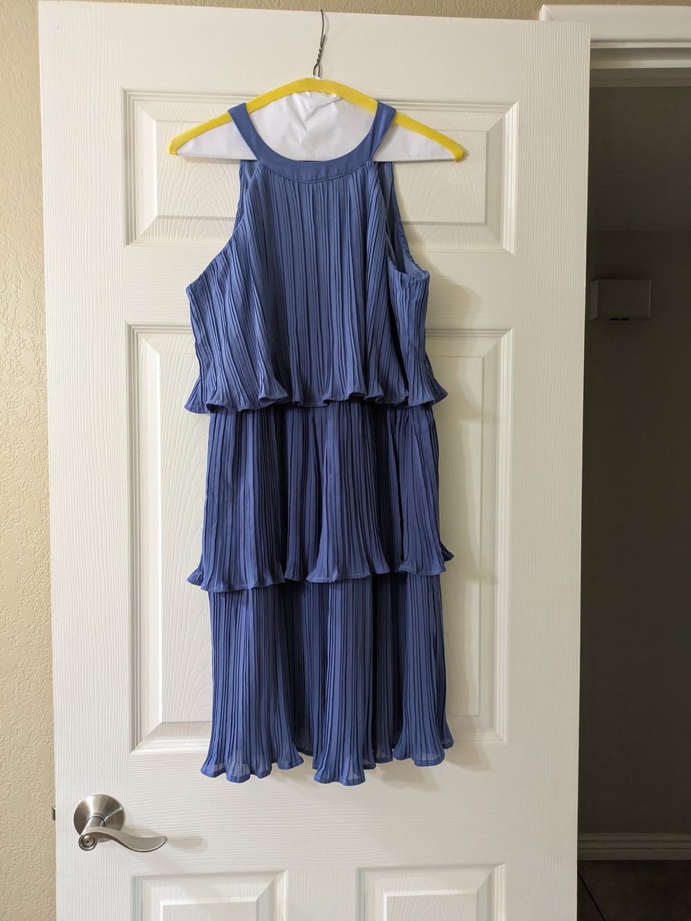 Sleeveless Tiered Pleated Midi Dress in Periwinkle